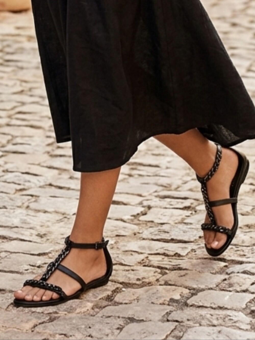 Stuart Weitzman Black Chain Strap Sandals Size 8